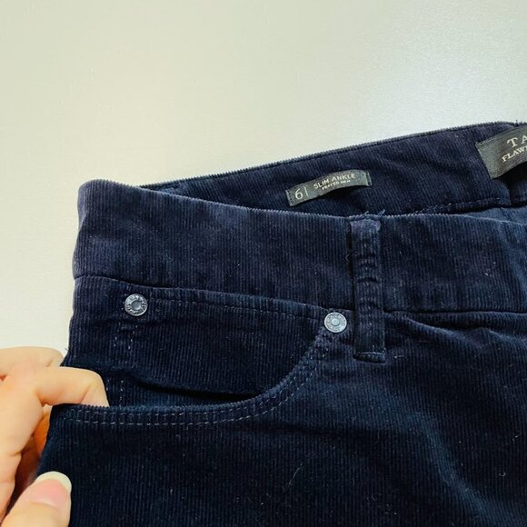 Talbots Pant Trouser Corduroy Navy Blue Slim Ankle Fray Hem Winter Sweater 6 - Picture 4 of 11
